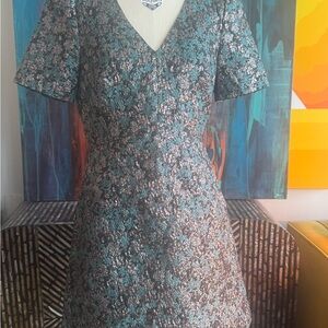 Club Monaco Teal and Silver Mini Dress